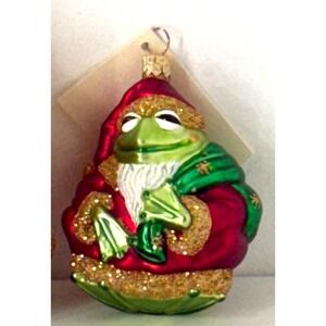 2001 Patricia Breen Signed Frog W/ Glittered Bag Hand-painted 3.34" Ornament